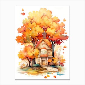 Cute Autumn Fall Scene 20 Canvas Print
