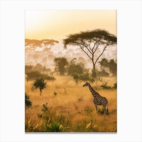 Giraffe In The Savannah 1 Canvas Print