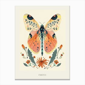 Colourful Insect Illustration Firefly 14 Poster Canvas Print