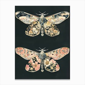 Night Butterflies William Morris Style 6 Canvas Print