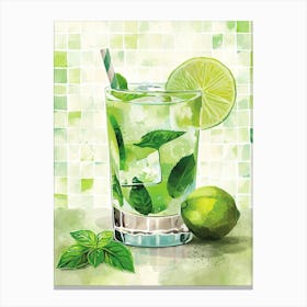 Mojito Watercolour Inspired 4 Canvas Print