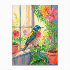 Bird In The Window Canvas Print