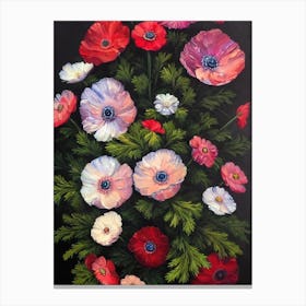 Anemone Still Life Oil Painting Flower Canvas Print