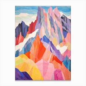 Mont Blanc France 4 Colourful Mountain Illustration Canvas Print