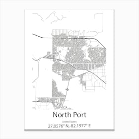 North Port,United States Minimalist Map Toile