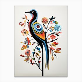 Scandinavian Bird Illustration Magpie 5 Canvas Print