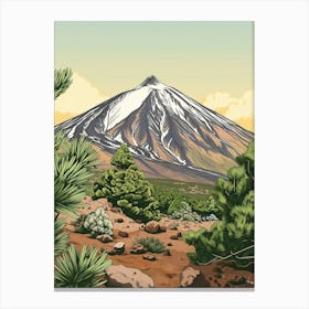 Mount Teide Spain Color Line Drawing (7) Canvas Print