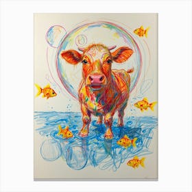 Cow With Fish Canvas Print