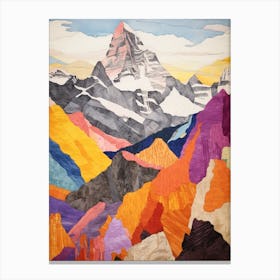 Kala Patthar Nepal 2 Colourful Mountain Illustration Canvas Print