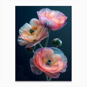 Three Pink Poppy Flowers Canvas Print
