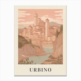 Urbino Vintage Pink Italy Poster Canvas Print