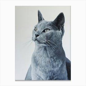 Russian Blue Cat Painting 4 Canvas Print