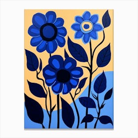 Blue Flower Illustration Sunflower 3 Canvas Print