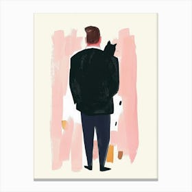 Illustration Of A Man Holding A Cat Canvas Print