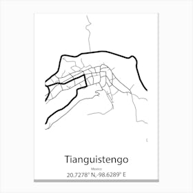 Tianguistengo,Mexico Minimalist Map Canvas Print