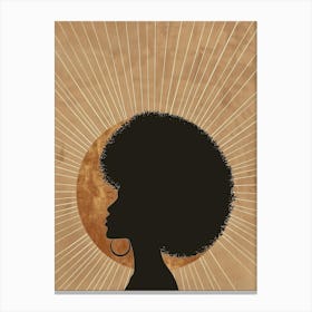 Silhouette Of A Woman With Afro Canvas Print