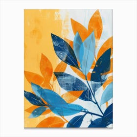 Blue And Orange Leaves 2 Canvas Print