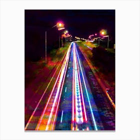 Highway At Night Canvas Print