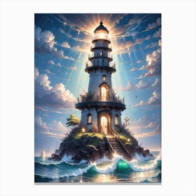 A Lighthouse In The Middle Of The Ocean 63 Canvas Print