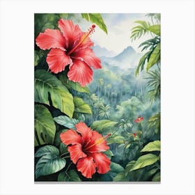 Hibiscus Malaysia National Flower Floral Canvas Print