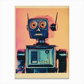 Retro Robot Polaroid 2 Canvas Print