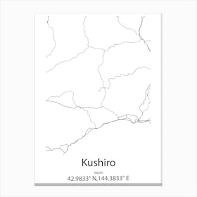 Kushiro,Japan Minimalist Map Canvas Print