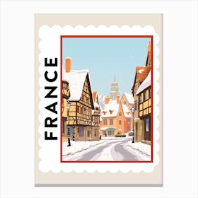 Retro Winter Stamp Poster Colmar France Canvas Print