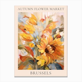 Autumn Flower Market Poster Brussels 2 Canvas Print