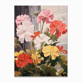 Geranium 4 Flower Painting Canvas Print