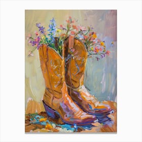 Cowboy Boots And Wildflowers Meadow Rue Canvas Print