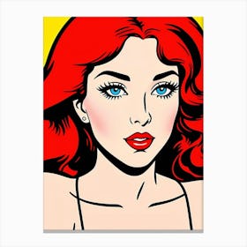 Vintage Vibrance: Halftone Mastery of Feminine Grace Pop Art Canvas Print