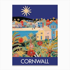 Cornwall England Flowers Travel Print Painting Cute Canvas Print