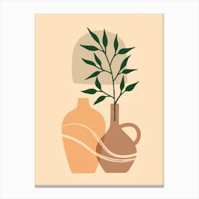 Two Vases With A Plant Canvas Print