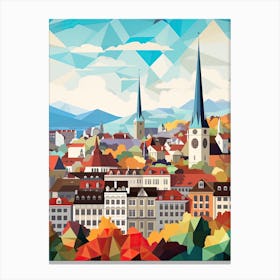 Zurich, Switzerland, Geometric Illustration 3 Canvas Print