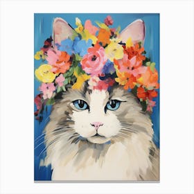 Ragdoll Cat With A Flower Crown Painting Matisse Style 1 Canvas Print