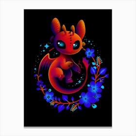 Dragon Flowers - Cute baby dragon | Flower design | Flying Dragon | Wings | Magical | Cute animals Canvas Print