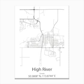 High River,Canada Minimalist Map Canvas Print