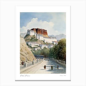 Potala Palace, Tibet 1 Watercolour Travel Poster Canvas Print