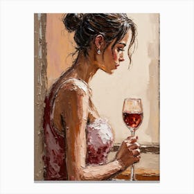 Girl With A Glass Of Wine Canvas Print