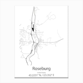 Roseburg,United States Minimalist Map Canvas Print