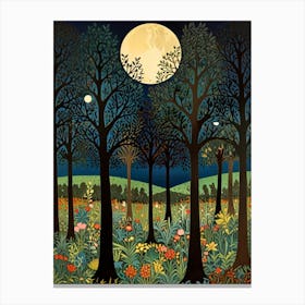 William Morris Full Moon In The Forest 16 Canvas Print