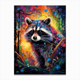 A Forest Raccoon Vibrant Paint Splash 4 Canvas Print