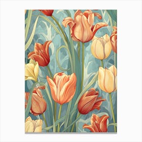 Seamless Pattern With Tulips Canvas Print