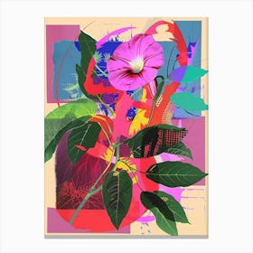Morning Glory 5 Neon Flower Collage Canvas Print