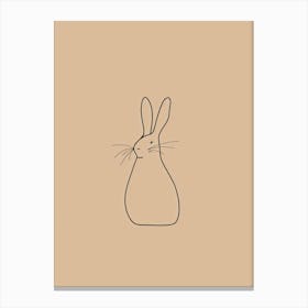 Rabbit On A Beige Background - Boho, Line Art Canvas Print