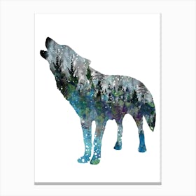 Howling Wolf Watercolor Canvas Print