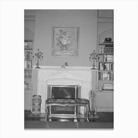 Fireplace And Mantle In Old Plantation House Near New Orleans, Louisiana By Russell Lee Canvas Print