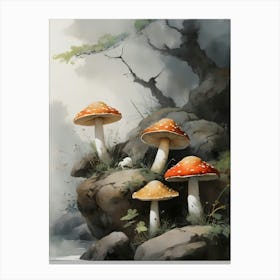 Mushrooms Painting (16) 1 Canvas Print