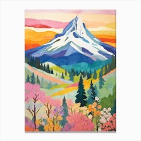 Mount Hood United States 2 Colourful Mountain Illustration Canvas Print