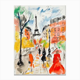 Paris, Dreamy Storybook Illustration 4 Canvas Print